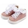 BabyWalker Βαπτιστικά παπούτσια Sneaker από μεταλιζέ ύφασμα Ροζ Αντικέ BW.4864